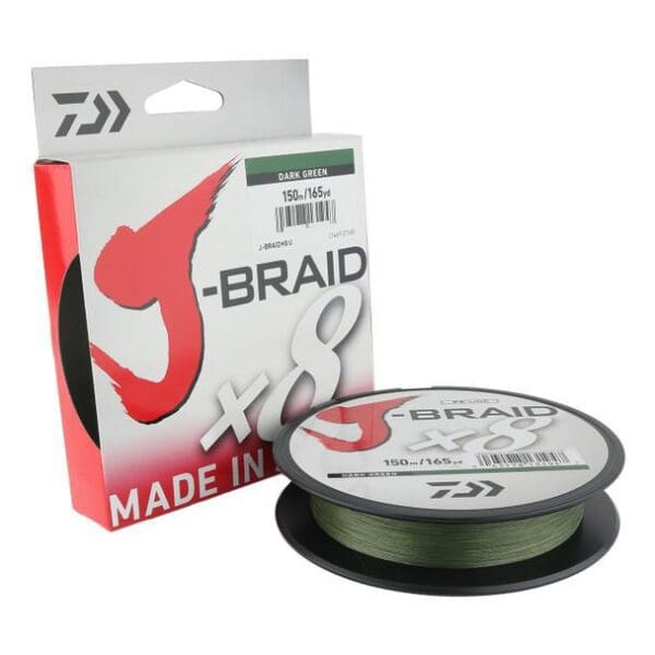 Daiwa J-Braid X8 Braided Fishing Line 150 YRD Spools