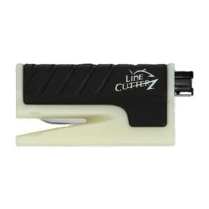 A compact black and white utility cutter with a sliding blade.