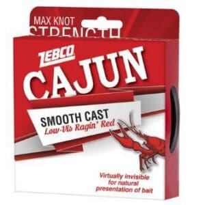 Package of Zebco Cajun Smooth Cast fishing line, 150 yards, 10 lb test.