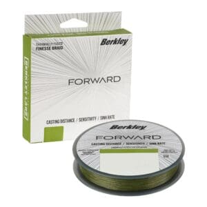 Berkley Forward fishing line in green packaging and spool.