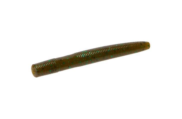 A single brown rubber worm fishing lure.