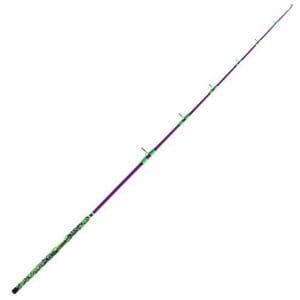 A sleek fishing rod with a green handle and black tip.