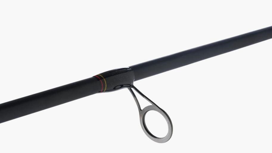 Close-up of a fishing rod guide ring and blank.